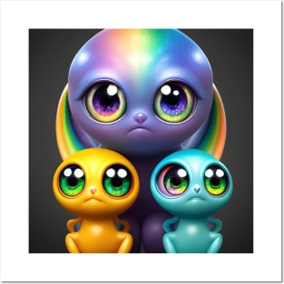 Cute Rainbow Creature Friends Detailed Posters and Art